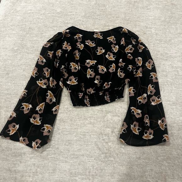 By Together Tops - By Together The collection black floral blouse with tan flowers Corpcore